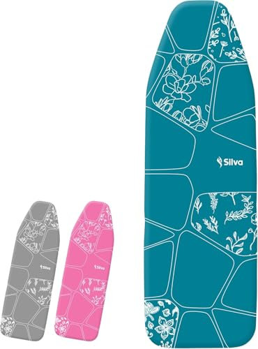Housse de planche à repasser Silva 140x50 pour centrale vapeur et fer à vapeur 100% coton et feutre de 5 mm d'épaisseur Housse de table à repasser pour repassage Iron Board Cover (XL, turquoise)