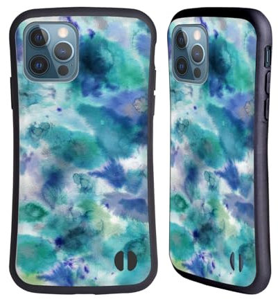 Head Case Designs Offizielle Ninola Aquarell Blau Bunte Abstrakte Formen Hybride Handyhülle Hülle Huelle kompatibel mit Apple iPhone 12 / iPhone 12 Pro