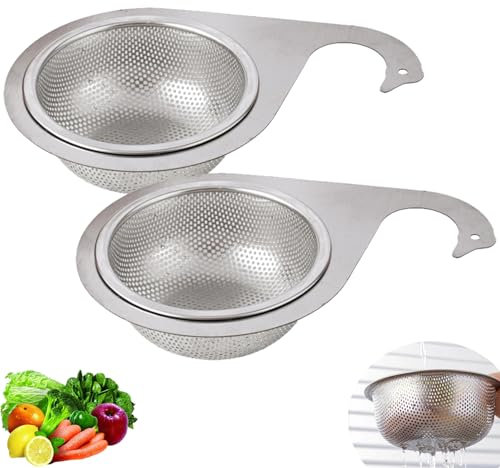 Luonaa 2 Pièces Panier d'Égouttage pour Évier En Acier Inoxydable, Sink Strainer Basket,Panier d'évier en forme de cygne, Panier pour Evier Cuisine,Panier amovible pour fruits et légumes