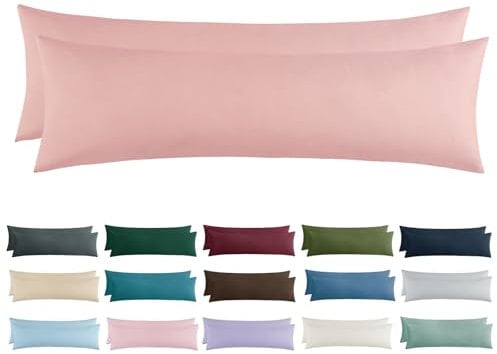 Aisbo Kissenbezug 40x145 2er Set - Seitenschläferkissen Bezug 40 x 145 Rosa mit Reißverschluss aus Mikrofaser Weich, ÖKO-TEX Kopfkissenbezug 145x40 für Seitenschläfer Kissen