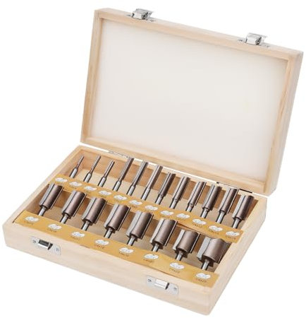 hsawbit 1/4 Inch Shank Straight Router Bit Set, 3/4/5/6/7/8/9/10/11/12/13/14/15/16/17/18/19/20/22/25mm (20PCS)