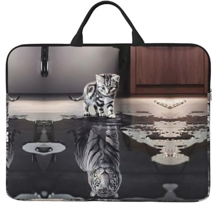 EdWal Housse de protection pour ordinateur portable de 14 pouces avec motif de chat et de tigre, Noir , Taille unique