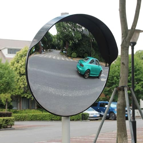 DYUNCZ 18/23.6/32 Convex Mirror Outdoor, Traffic Mirror with Adjustable Wall Fixing Bracket, PC Convex Safety Mirror, Parking Mirror for Garage, for Driveways, Garages, Warehouses(32)