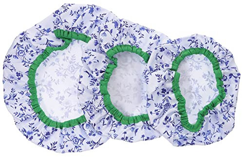 OKUMEYR Elastic Fabric Bowl Covers 3 Pack Reusable Washable Bowl Covers for Kitchen