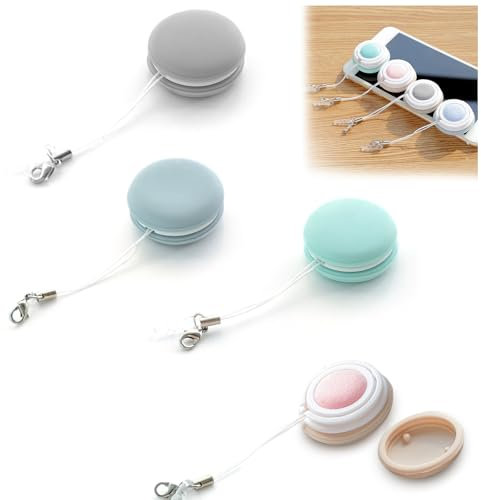 4 Pack Macaron Mobile Phone Screen Cleaner Phone Screen Wipes with Lanyard Macaron Screen Wipes Phone Charm Washable and Reusable Phone Cleaner for Pad Eyeglasses Mobile Computer 3.5cm Round