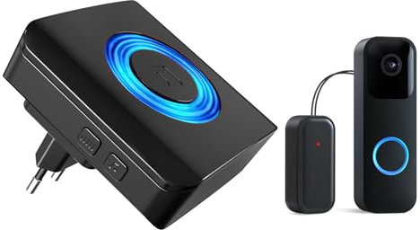 Satisure Türklingel Weiterleitung für Blink Videotürklingel, Funk Gong Erweiterung Set 58 Melodien & 5 Lautstärkestufen Empfänger für Blink Video Doorbell, Schwarz