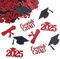 KOBOKO Graduation Deko 2025 Bachelor Deko Konfetti, Doktorhut Tischdeko Prüfung Bestanden, Abschluss Hut Congratulations Grad Bestandene Prüfung Streudeko, Bachelor Hut Abschlussfeier Deko (Rot)