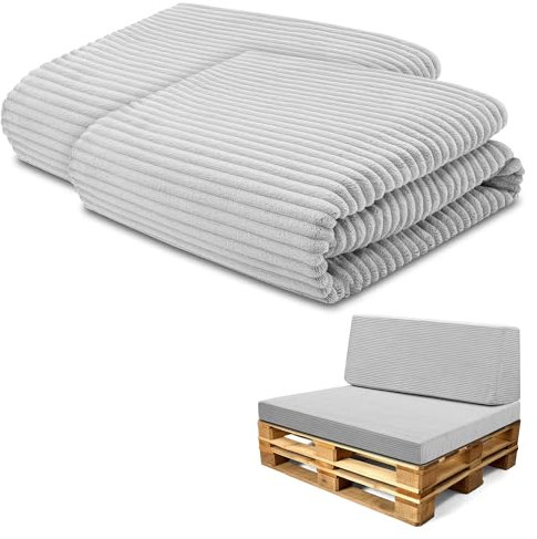 Amazinggirl Bezug für Schaumstoffplatte Palettenkissen Keilkissen Bodenmatratze Bezug Set: 40x120 cm + 80x120 cm - Ideal für Palettenmöbel & Bett Hellgrau Lincoln