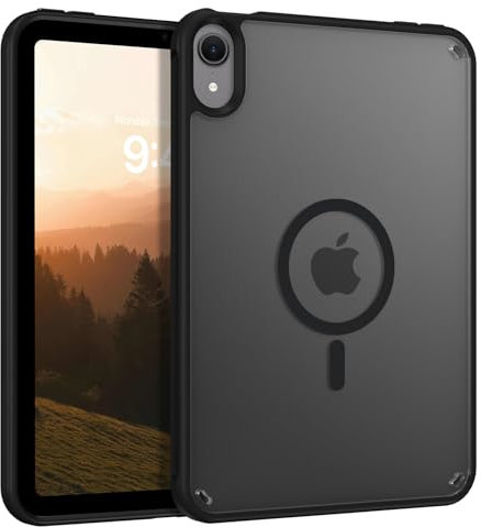 GaoBao Cover per iPad Mini (A17 Pro, modello 2024, 7a generazione) / Mini 6 (modello 2021, 6ª generazione), ibrido Magnetico Case Custodia Traslucido Opaco Posteriore Nero