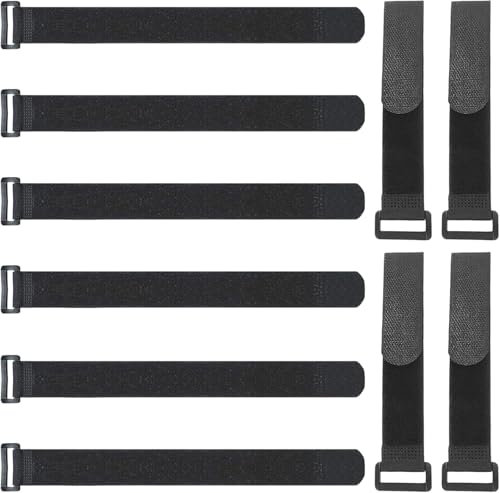 Nylon Cable Ties with Anti-Slip Strips, Reusable, Black self-Adhesive with Hook and Loop Cable Ties, Buckle, Cable tie/Fixing Straps, Adjustable Reusable Draw Cord (25 x 300 mm)