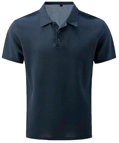 Men'S PoloShirts Breathable Quick-Dry Moisture Wicking Workout Golf Gym Sport Polo T-Shirts Casual Collared Tennis Top Lightweight Mesh Ice Silk Henley Shirts Short Sleeve Plain Plus Size Sport Tops