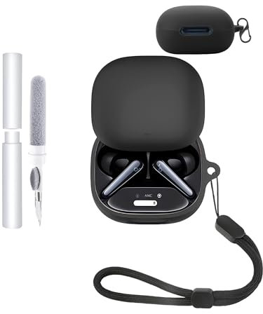 Silicone Protective Case for Anker Soundcore Liberty 5 Earbuds - Durable and Eco-Friendly Bluetooth Earphone Cover with ClearKit & KeyChain & lanyard,Black