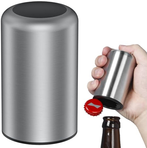 Pawfly Magnetic Beer Bottle Opener, Automatic Push Down Bottle Opener for Beer Soda Cola, Press Down Beer Opener for Bar Kitchen Restaurant, No Damage Crown Cap Opening Tool for Men Dad Husband