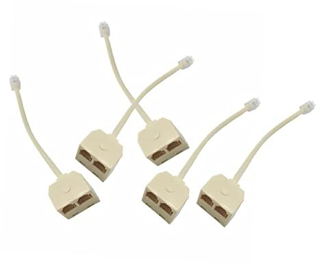 NUOBESTY Répartiteur de Prise Rj11 Bidirectionnel 1 vers 2 Téléphones Fixes, Câble 4 Fils, 5 Pièces, Adaptateur Mâle vers Femelle, Usage Téléphonique Résidentiel, Connexion Fiable, Couleur