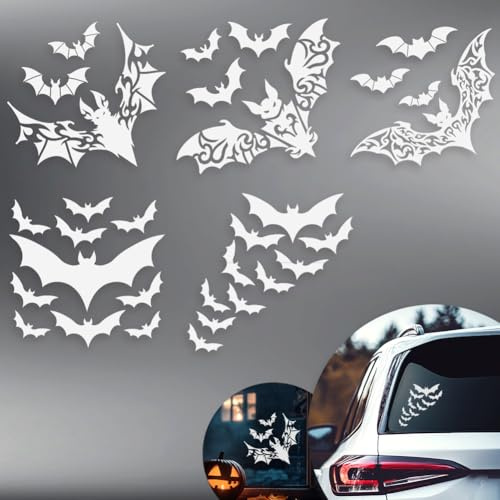 Hobbspring 5 Design Fledermaus Autoaufkleber Reflektierende Tiermotive Gothic Lebhafte Fliegende Fledermäuse Kunststoff Deko Wasserdichte Aufkleber Für Halloween Autos LKW Transporter Wände Laptop