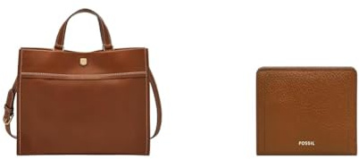 Fossil Damen Carmen Braune Ledertasche und Logan Portemonnaie, Set