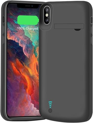 TECH UNIVERSE Upgraded Battery Case for iPhone XS Max, 6500mAh Rechargeable Extended Battery Charging Charger Case (6.5 inch) Black