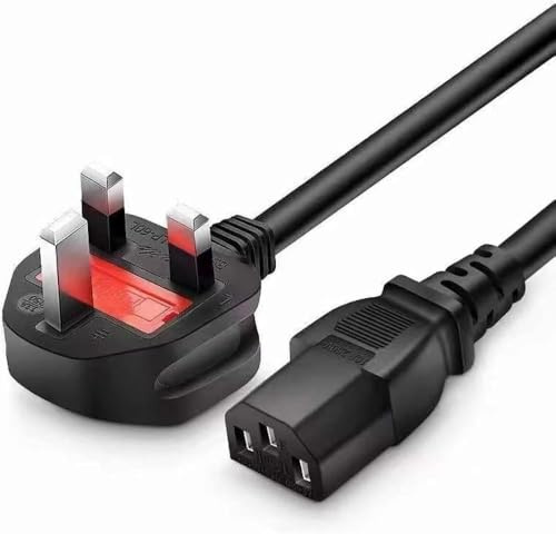 Premium UK 3 Pin Plug to IEC C13 Power Cable Lead – 13A Fused Heavy Duty Mains Power Cord for PC, Monitor, Printer, TV, Kettle, Computer, Server, Desktop (Desktop cable 1.5 Meter)