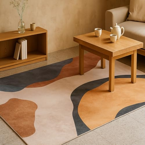ARUGYTEI Teppich großer Wohnzimmer,200 x 300 cm, Retro Terracotta Grau Blau Beige Orange, Waschbar Anti-Rutsch Teppiche für Esszimmer Schlafzimmer Arbeitszimmer Deko