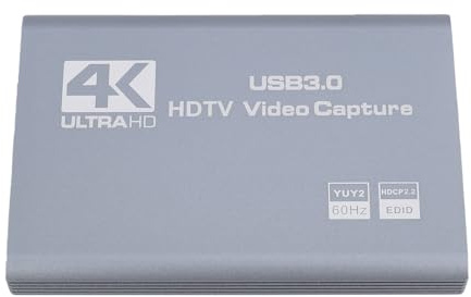 Yanmis 4K HD-Videoaufnahmekarte, USB 3.0 -Videoaufnahmegerät mit 3,5-mm-Mikrofoneingang, für Live-Streaming-Gaming-Aufnahmen auf PC Mac Wins 10 11