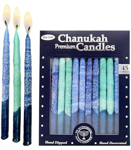LDREAMAM Rite Lite LTD Premium Shades of Blue Chanukah Frosted Candles