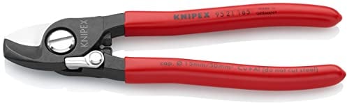 KNIPEX Kabelschere mit Öffnungsfeder auf SB-Karte mit Kunststoff überzogen brüniert 165 mm, 95 21 165 SB