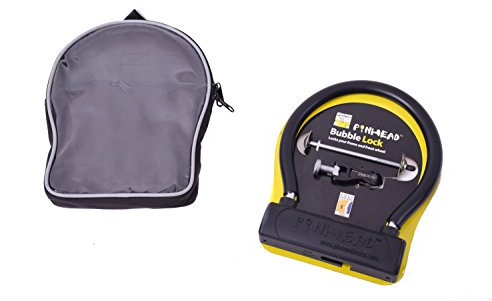 Pinhead Bubble Shackle Lock Bike Frame & Q/R Front Wheel Lock Gold Secure 195 x 230mm