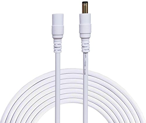Liwinting 2m/6.56Feet DC Verlängerungskabel 5.5 mm x 2.1 mm DC Anschlusskabel DC/Gleichstrom Verbinderkabel DC Verteiler Männlich zu Weiblich Verbinder für Netzteil,LED,CCTV-Kamera Power,Auto - Weiß