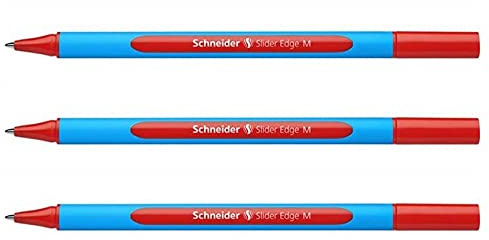Schneider Kugelschreiber Slider Edge, mittlere Spitze, rot, 3 Stück