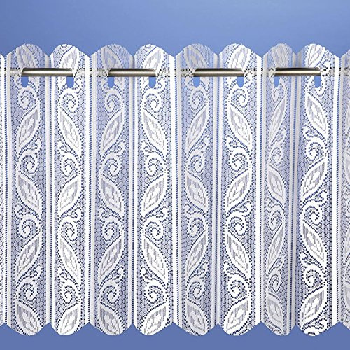 Ians Emporium CORSICA WHITE LACE LOUVRE VERTICAL PLEATED WINDOW BLIND PANEL NET CURTAIN WHITE 36 Drop Curtains At Home