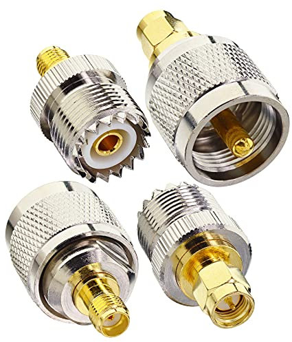 YILIANDUO 4 Pièces Adaptateur Antenne Radio Ham SMA à UHF Kit Adaptateur Antenne SMA Mâle/Femelle à PL259 Mâle/Femelle Connecteurs pour CB Talkie-Walkie Broadcast Radios Antennes WiFi