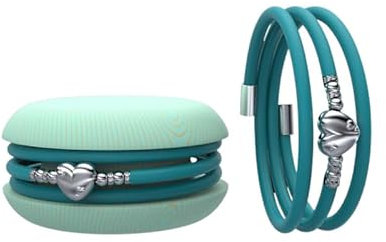 Macaron TOOLATE Bracciale Charm Macaron Donna in Caucciù con Simbolo, Charm Cuore Stella Quadrifoglio, Confezione Pasticcino - Made in Italy