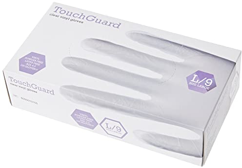 TouchGuard - Confezione di 10*100 guanti monouso in vinile, trasparenti, senza polvere, L