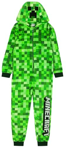 Minecraft Onesie Pixelated Creeper Sleepsuit Gamer Geschenk für Jungen 10-11 Jahre