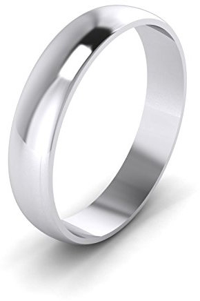 LANDA JEWEL Fede nuziale unisex, 4 mm, a forma di D, in oro bianco giallo e rosa massiccio da 9 carati, lucidata, Oro giallo massiccio, Nessuna pietra preziosa