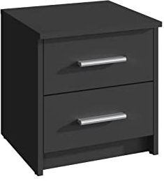 MATKAM Nachttisch 2S in klassischer Optik | H/B/T 41 x 40 x 35 cm, mit Zwei Schubladen | In verschiedenen Ausführungen erhältlich (Schwarz)