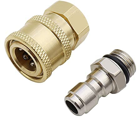 SRunDe 2Piezas Adaptadores para Lavadora a Presión Acoplador de Latón de Alta Presión Conectores de Boquilla de Rociador de Alta Presión Conexión Rápida de Boquilla de Liberación Rápida 5000 PSI