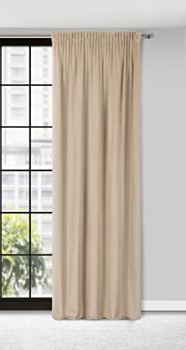Eurofirany Velvet Samt Vorhang Gardine Kräuselband - 1. STK 215g/m² Wohnzimmer Schlafzimmer Modern Klassisch, Cappuccino