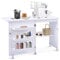 COSTWAY Folding Sewing Table, 2-in-1 Rolling Craft Table with Storage Shelves and Lockable Casters, Space Saving Sewing Machine Cabinet Computer Desk (White)
