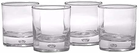 QINGGANGLING999 Wassergläser Haushaltsglas-Tasse altmodischer Whisky-Trinkgläser, klare schwere Basis mit Luftblasen-Entwurf in Glas, 10 Unzen (4 Stück) Trink-Gläser