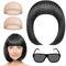 AOMIG Bob Perücke Damen, Kurze Perücke mit Pony, Synthetische Neon Perücke Frauen Bob Wig mit Neonbrille und haarnetz für Halloween Cosplay Party Karneval Fasching (Schwarz)