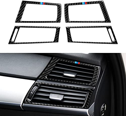 4PCS Auto AC Aufkleber Klimaanlage Abziehbild Kohlefaser Trim passen Kompatibel mit X5 E70 X6 E71 2007 2008 2009 2010 2011 2012 2013 2014 Innenraum Zubehör
