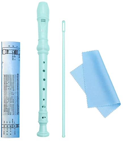 Flûte à Bec Soprano, Soprano Enregistreur 8 Trous, 8 Trous Flûte à Bec en Plastique, Flûte à Bec, avec sac, tige de nettoyage et tableau des doigtés - Bleu