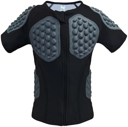 Topeter Fußball-schützende, gepolsterte Hemden, Kompressions-Stoßschutz-Shirt für Torwart, Fußball-Torwart, Kontaktsportarten (Black YM)