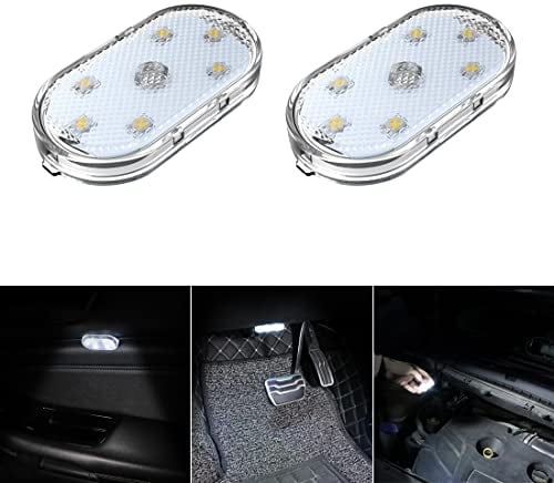 2 PCS Car Led Lights Interior,White Ambient Lighting Interior,USB Rechargeable Car Interior Reading Light