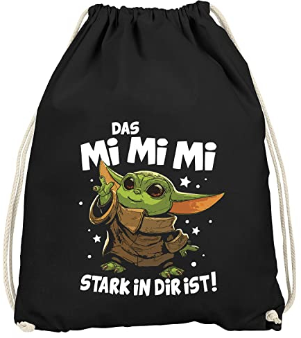 MoonWorks® Turnbeutel Bedruckt mit Spruch lustig Das Mimimi stark in dir ist Baby Yoda Gymbag schwarz Unisize