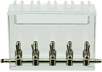 Metal Air Flow Pump Control Manifold Splitter Valve Airline Oxygen Divider Custom Outputs for Aquarium Pond (5 Outputs)