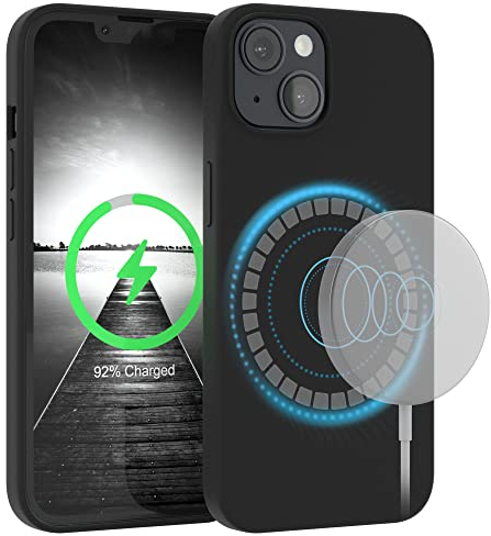 EAZY CASE - Silikonhülle kompatibel mit iPhone 14 Hülle mit Qi Charging Silikon Case weich stoßfeste Handyhülle Schutzhülle Kameraschutz Dünn Schutz Cover TPU Bumper in Schwarz
