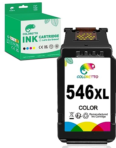 COLORETTO 546 XL Druckerpatronen für Canon CL-546 XL für Pixma iP2850 MG2555S MG2450 MG2550S MG2950 MG3050 MG3051 MG3052 MX495 Wiederaufbereitete Patronen 546XL(1 Farbe)