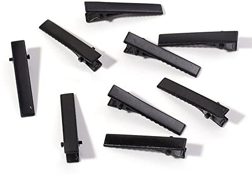 Yurosiay Lot de 30 pinces à cheveux en métal - 45 mm - Alligator - Pinces à cheveux plates - Antidérapantes - Pinces crocodiles - Pour coiffeur - Accessoires de bricolage - Noir